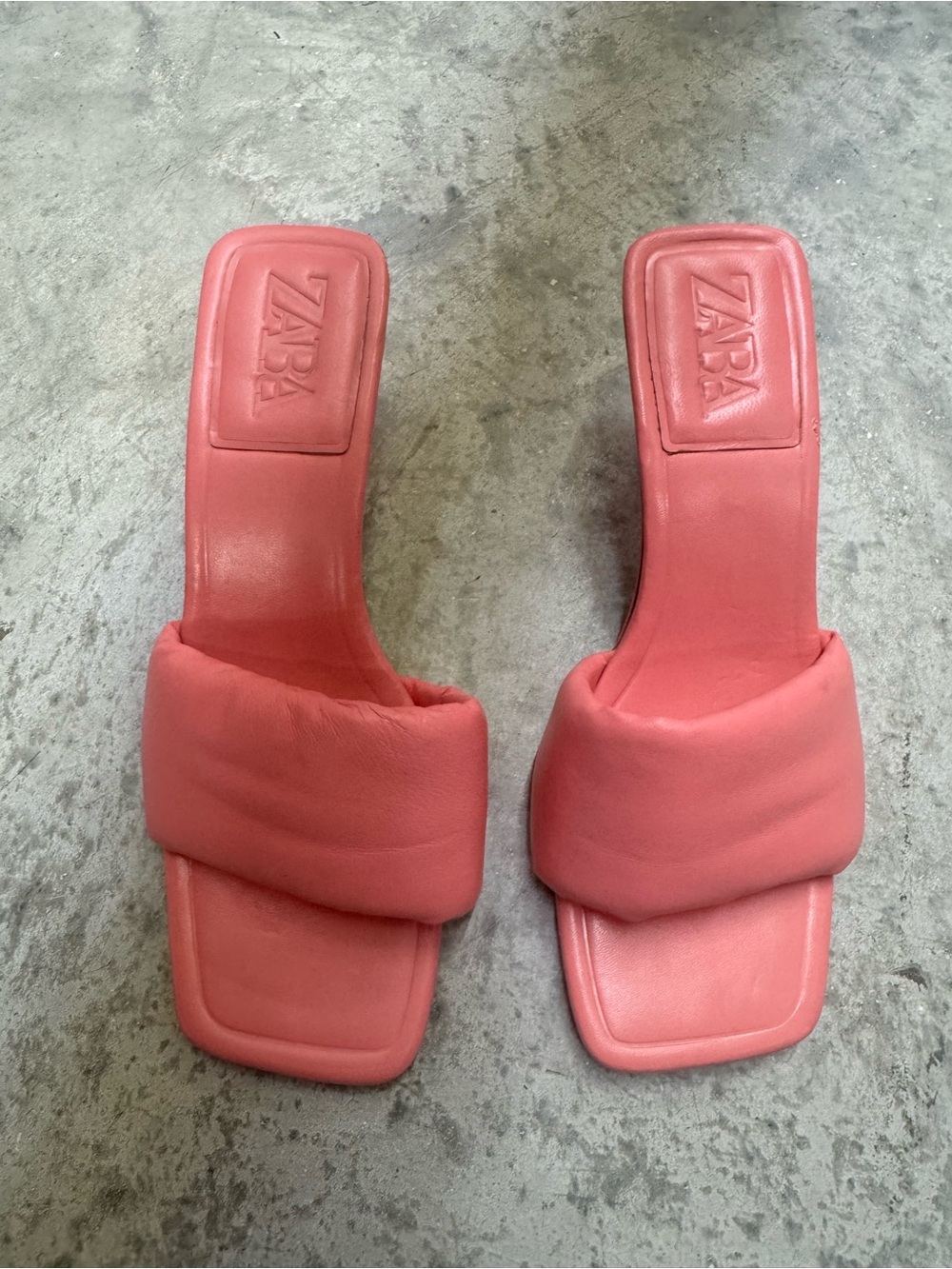 ZARA Coral-Pink Padded Slide Sandals
